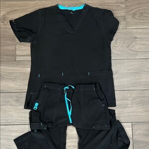 Carhartt Black Scrub Set with Teal Accents